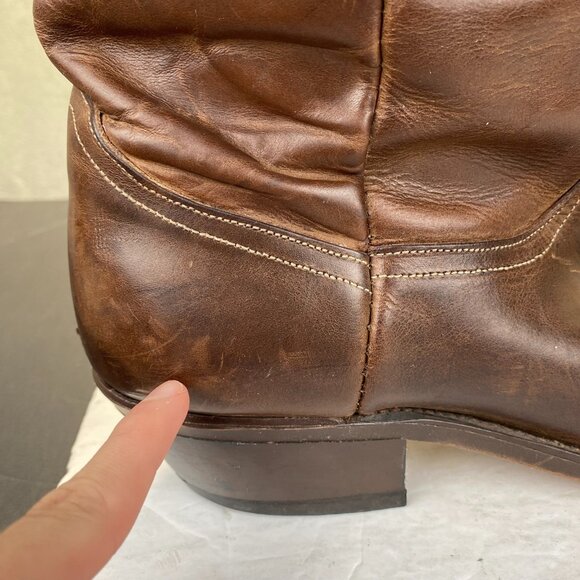 Vintage Leather Cowboy Boots Mens 10D Brown Western Pointed Toe Metal Toe Caps main image 14